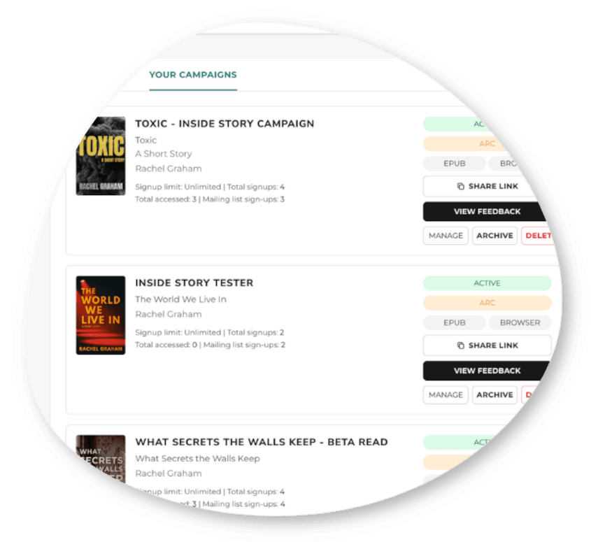 Three campaign types, screenshot